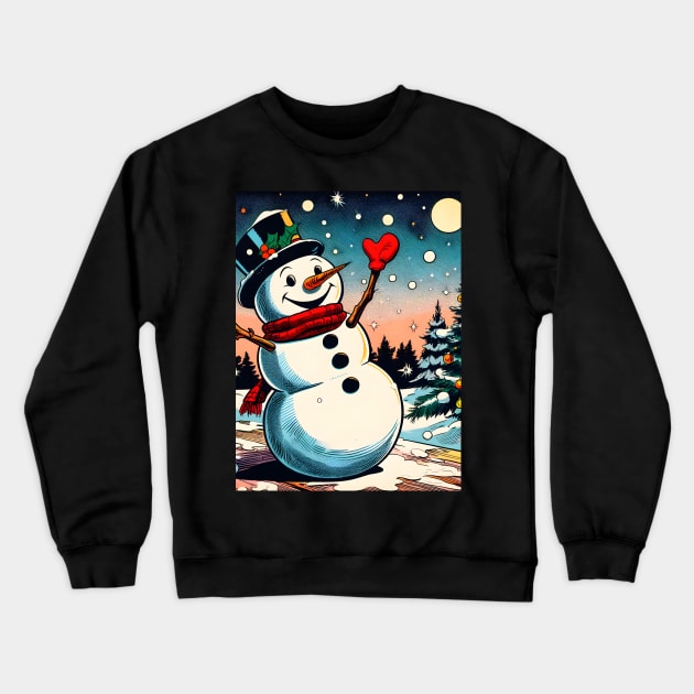 Discover Frosty's Wonderland: Whimsical Christmas Art Featuring Frosty the Snowman for a Joyful Holiday Experience! Crewneck Sweatshirt by insaneLEDP